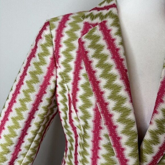 LAFAYETTE 148 New York Womens Green & Pink One Button Collar Blazer Jacket Sz 4 - Picture 3 of 12